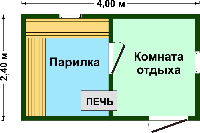 План мобильной бани 2 на 4 метра